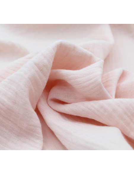 Double gaze de coton BIO unie rose nude