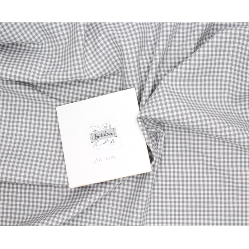 Coton vichy carreaux 2.7mm gris