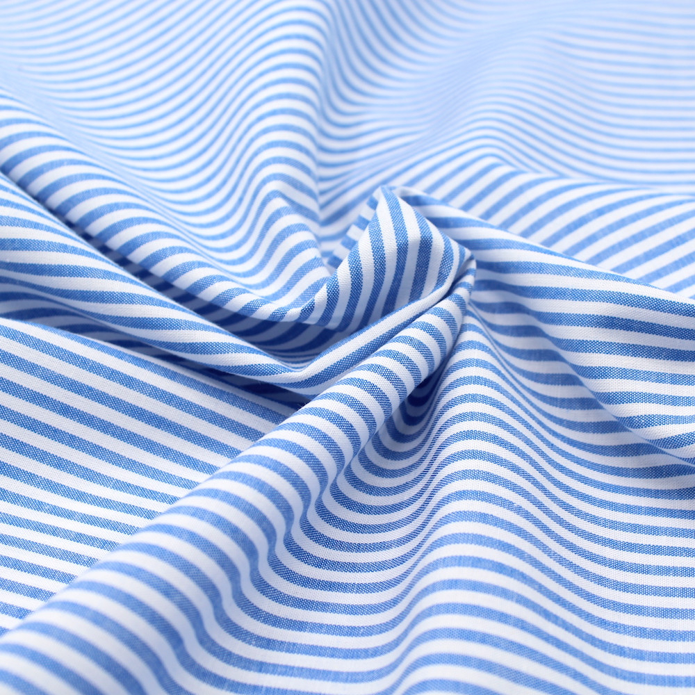 Popeline coton à rayures bleu royal