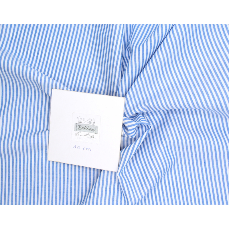 Popeline coton à rayures bleu royal