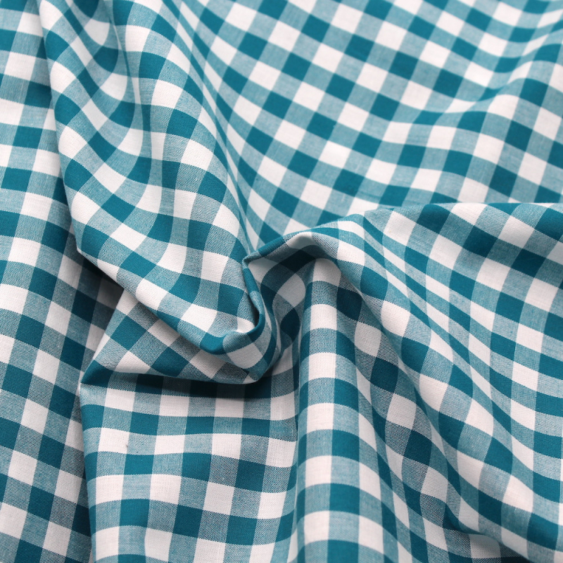 Coton vichy carreaux 10mm bleu pétrole