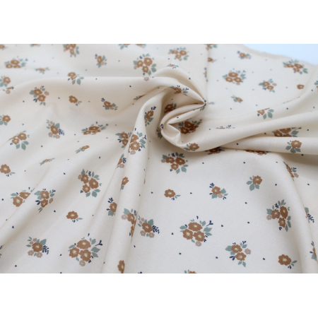 Batiste de coton BIO imprimé exclusif Rozen camel / SILKYNE Batiste de coton BIO imprimé exclusif Rozen camel / SILKYNE