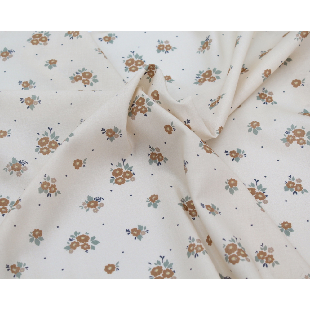 Batiste de coton BIO imprimé exclusif Rozen camel / SILKYNE