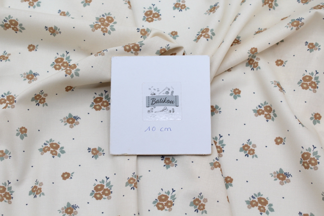 Batiste de coton BIO imprimé exclusif Rozen camel / SILKYNE