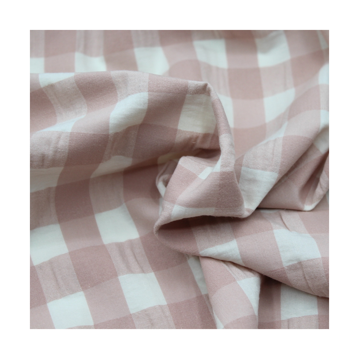 Seersucker / Coton gaufré grand vichy Nude Seersucker / Coton gaufré grand vichy Nude
