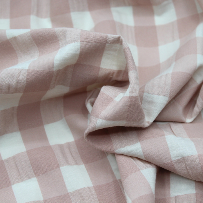 Seersucker / Coton gaufré grand vichy Nude