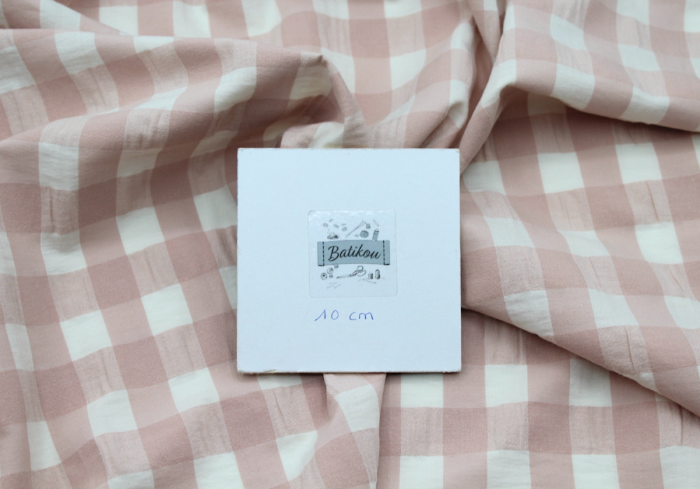 Seersucker / Coton gaufré grand vichy Nude