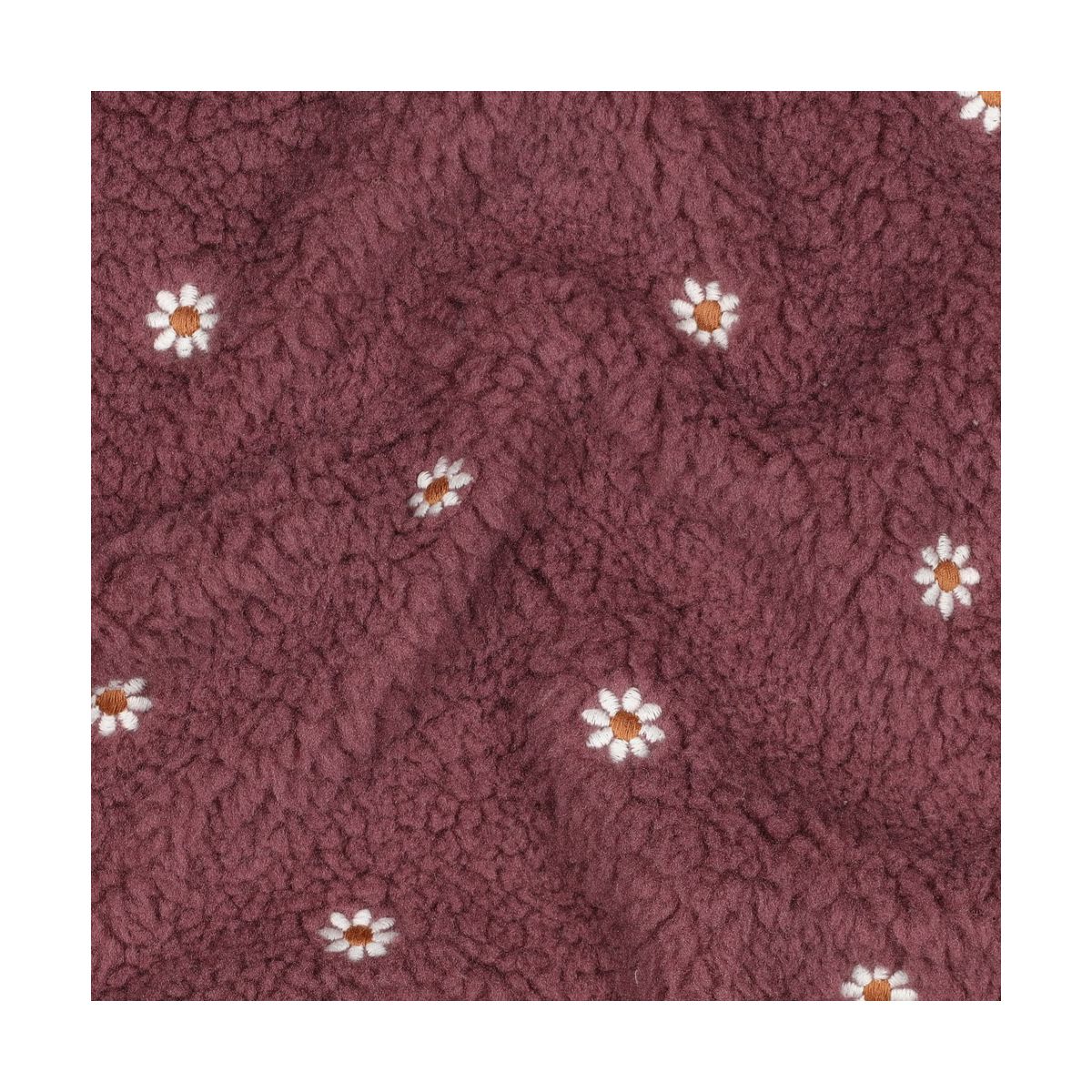 Teddy / moumoute bouclé fond burgundy broderies pâquerettes Teddy / moumoute bouclé fond burgundy broderies pâquerettes