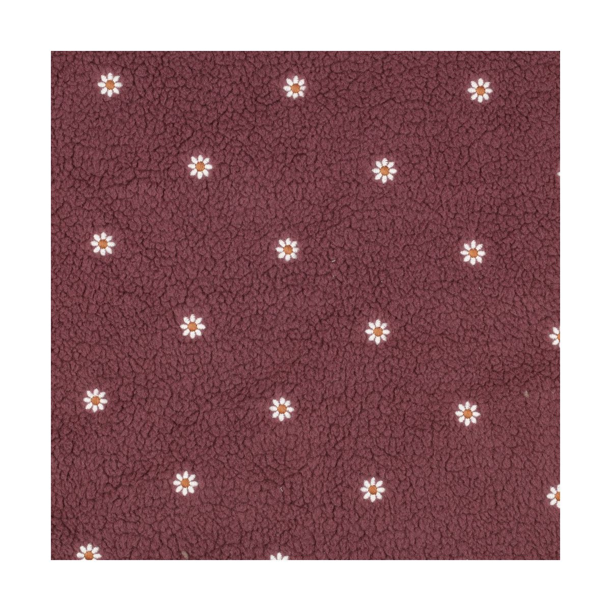 Teddy / moumoute bouclé fond burgundy broderies pâquerettes Teddy / moumoute bouclé fond burgundy broderies pâquerettes