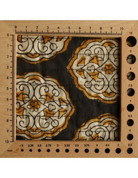 copy of Nisha & rayures - Tissu indien matelassé double face coton hand block teal largeur 100cm