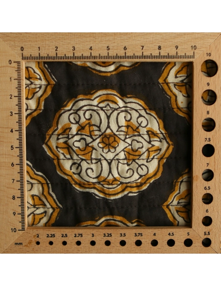 copy of Nisha & rayures - Tissu indien matelassé double face coton hand block teal largeur 100cm