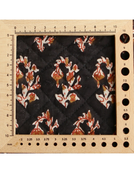 Kajal - Tissu indien matelassé double face coton hand block teal largeur 100cm