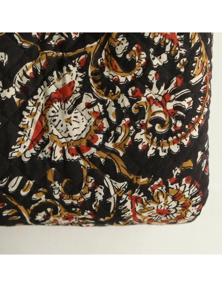 Kajal - Tissu indien matelassé double face coton hand block teal largeur 100cm