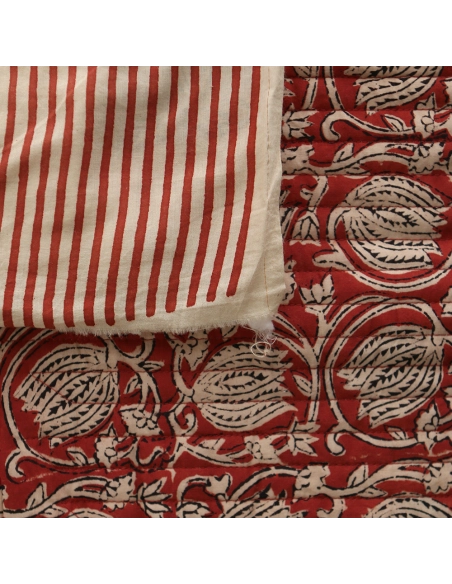 Rayures cubiques - Tissu indien coton hand block traditionnel