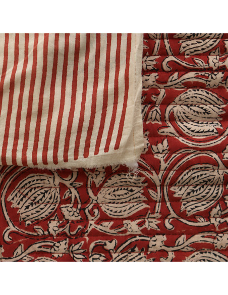 copy of Kajal - Tissu indien matelassé double face coton hand block teal largeur 100cm