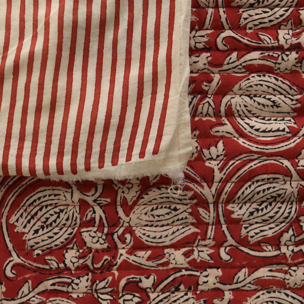 copy of Kajal - Tissu indien matelassé double face coton hand block teal largeur 100cm