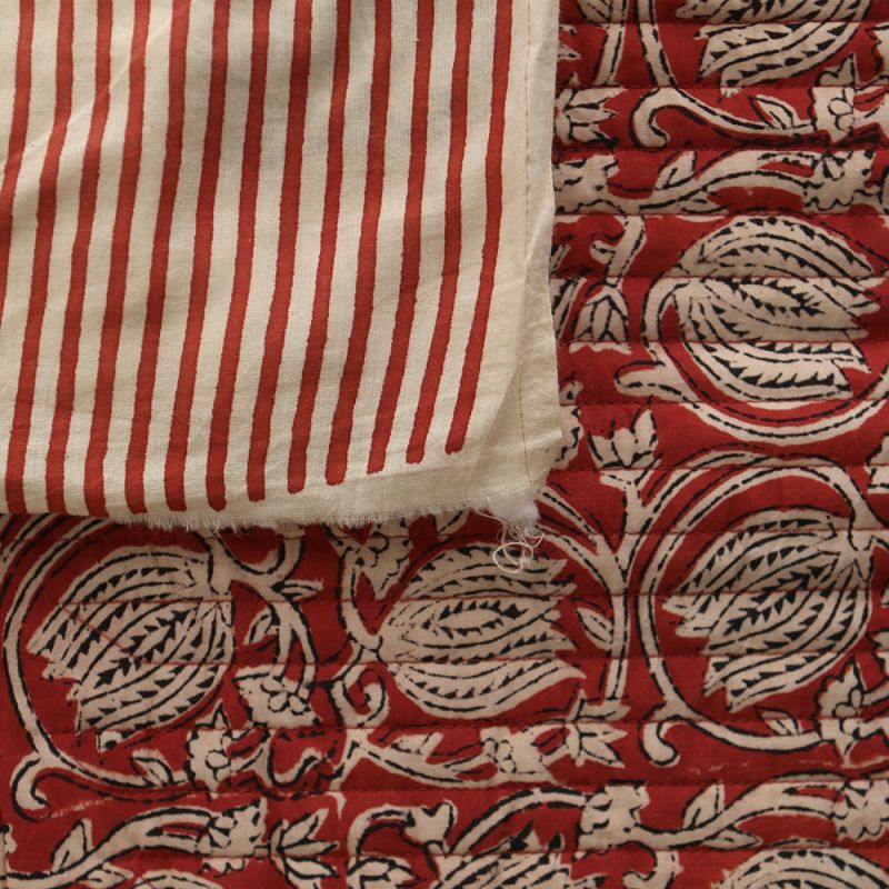 copy of Kajal - Tissu indien matelassé double face coton hand block teal largeur 100cm