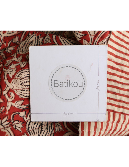 copy of Kajal - Tissu indien matelassé double face coton hand block teal largeur 100cm