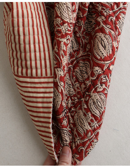 copy of Kajal - Tissu indien matelassé double face coton hand block teal largeur 100cm