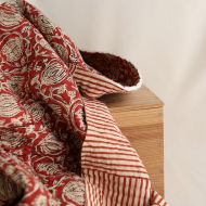 Charvi - Tissu indien matelassé double face coton hand block teal largeur 100cm