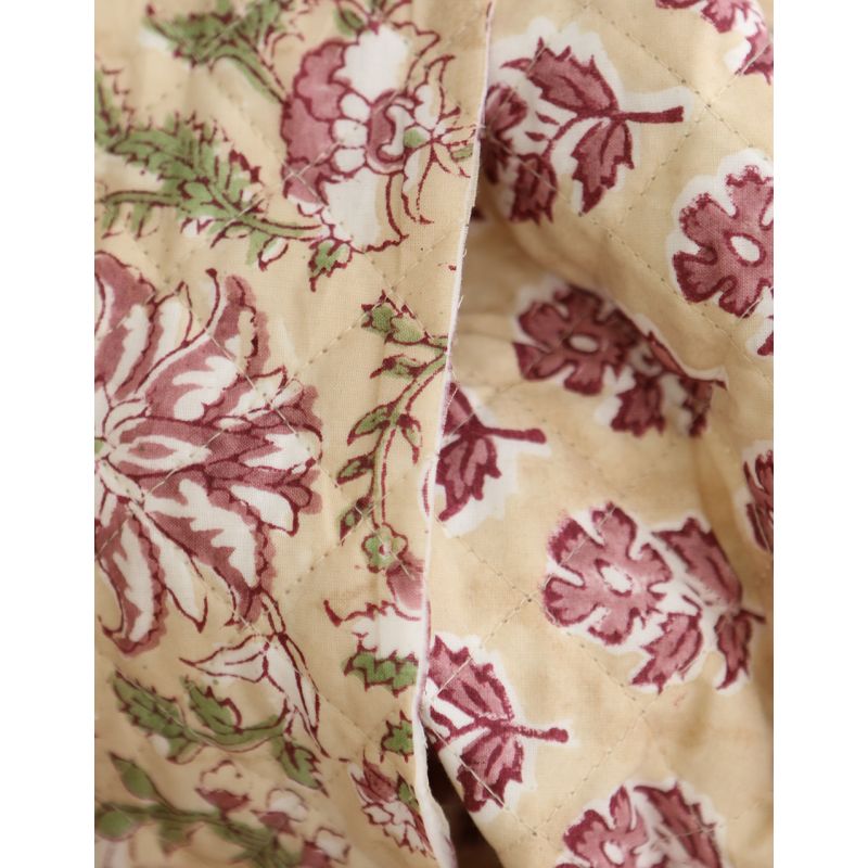 Diya - Tissu indien matelassé double face coton hand block teal largeur 100cm