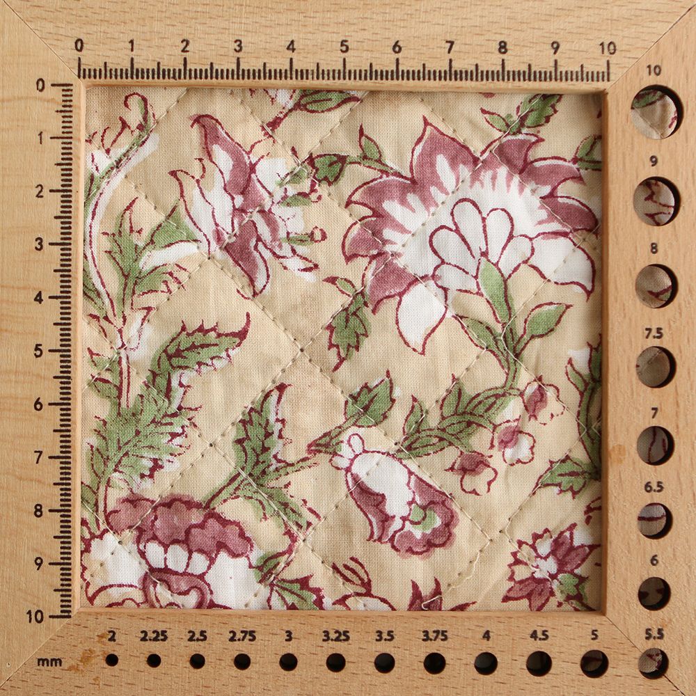 Diya - Tissu indien matelassé double face coton hand block teal largeur 100cm