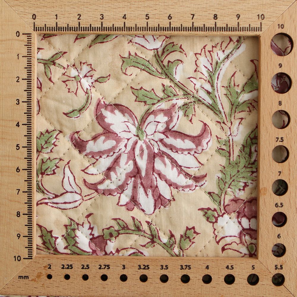 Diya - Tissu indien matelassé double face coton hand block teal largeur 100cm