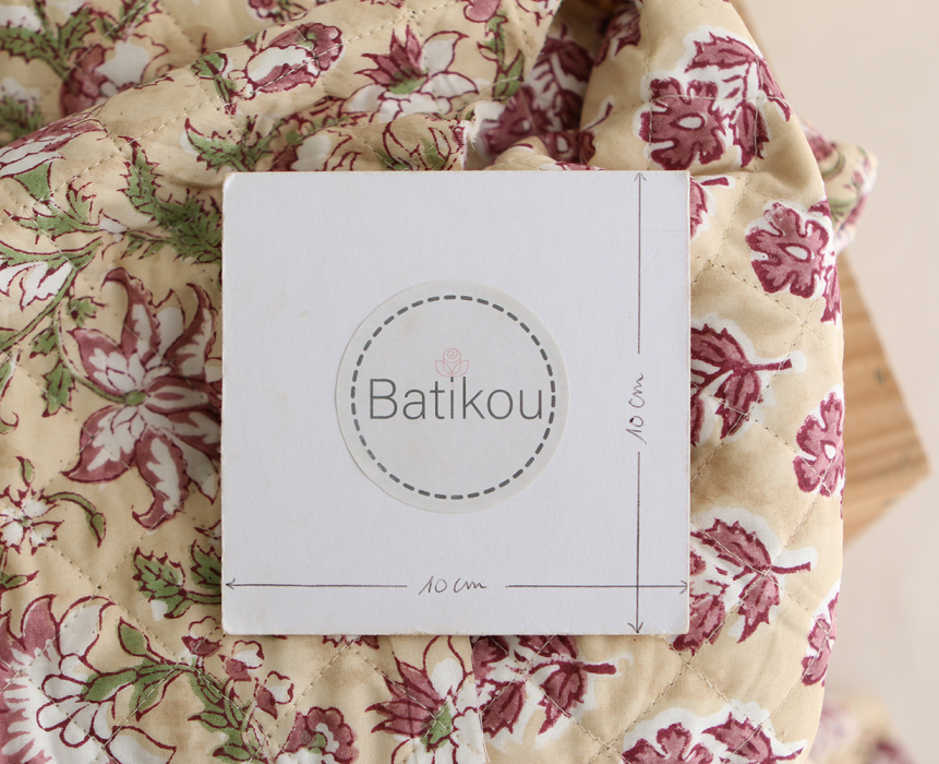 Diya - Tissu indien matelassé double face coton hand block teal largeur 100cm