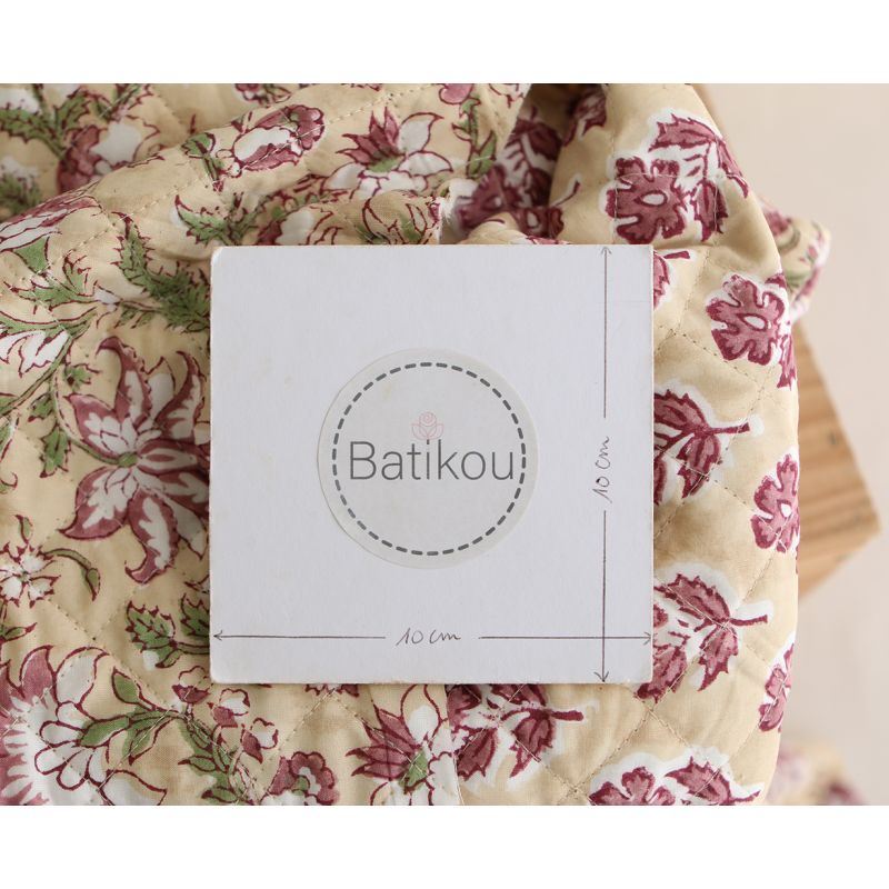 Diya - Tissu indien matelassé double face coton hand block teal largeur 100cm