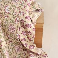 Diya - Tissu indien matelassé double face coton hand block teal largeur 100cm