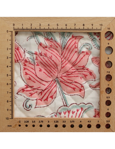 Yamini - Tissu indien matelassé double face coton hand block teal largeur 100cm