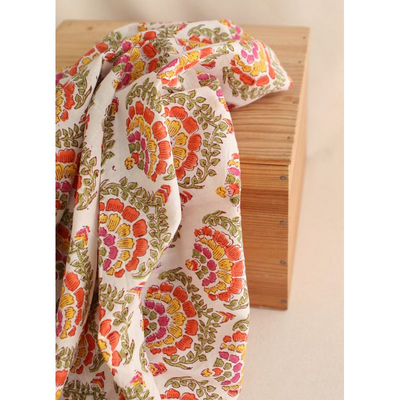 Ravi - Tissu indien coton hand block traditionnel