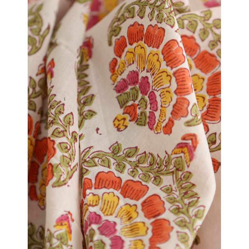 Ravi - Tissu indien coton hand block traditionnel