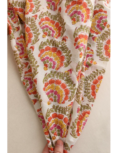 Ravi - Tissu indien coton hand block traditionnel