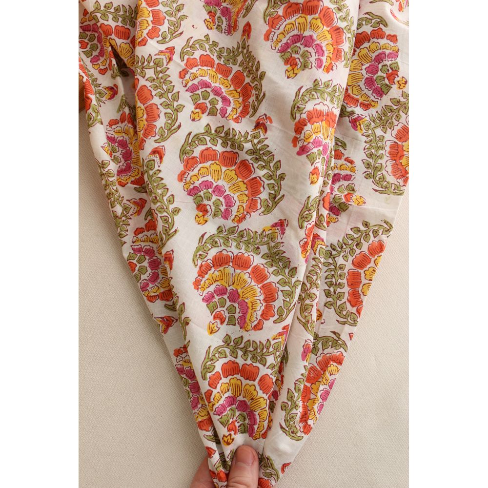 Ravi - Tissu indien coton hand block traditionnel