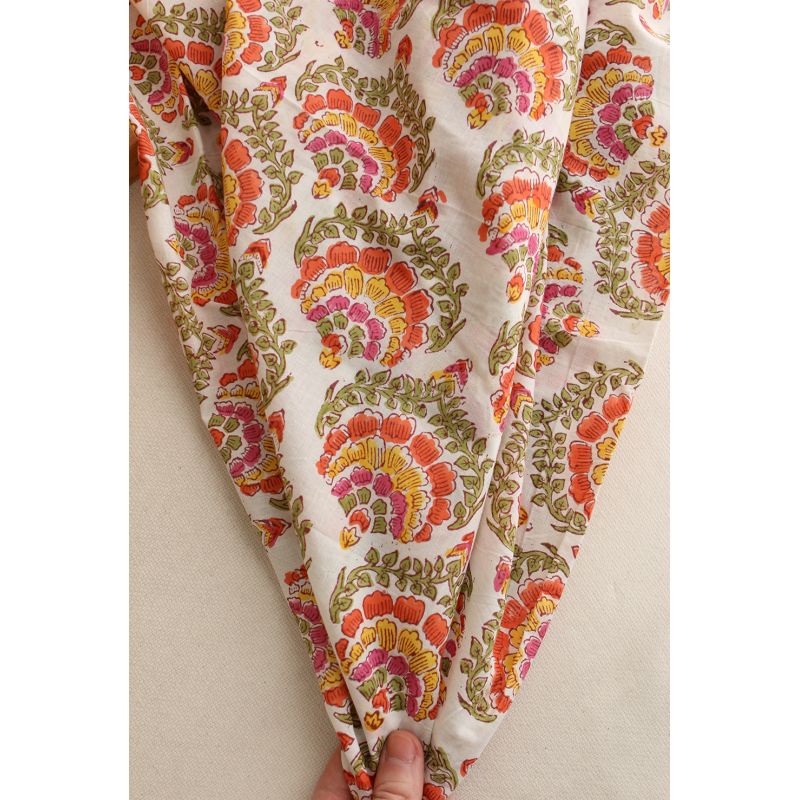 Ravi - Tissu indien coton hand block traditionnel