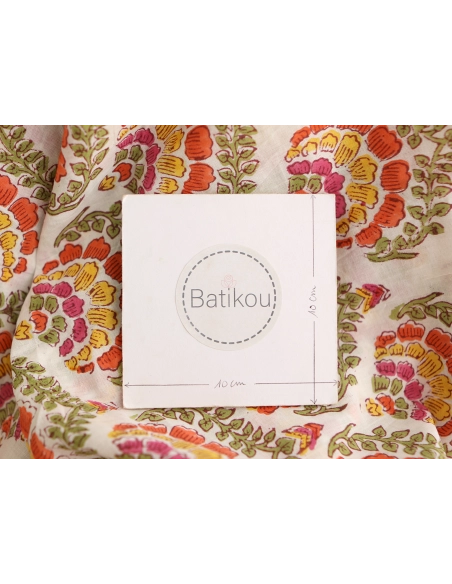 Ravi - Tissu indien coton hand block traditionnel