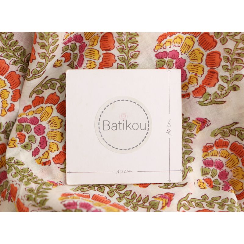 Ravi - Tissu indien coton hand block traditionnel