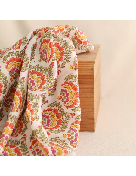 Ravi - Tissu indien coton hand block traditionnel