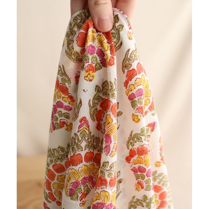 Ravi - Tissu indien coton hand block traditionnel