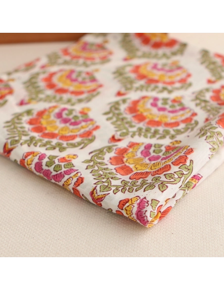 Ravi - Tissu indien coton hand block traditionnel