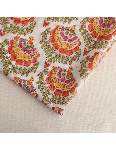 Ravi - Tissu indien coton hand block traditionnel