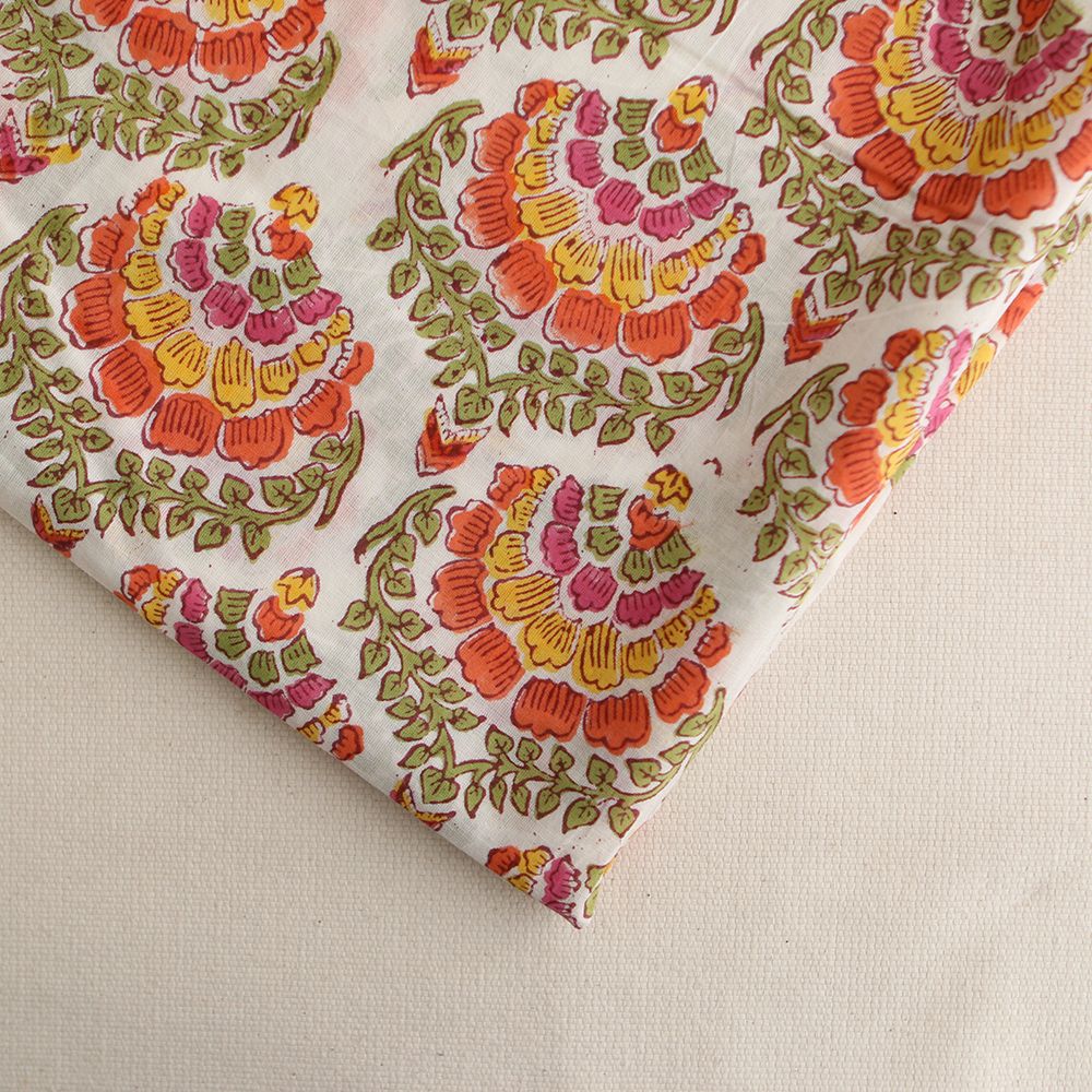 Ravi - Tissu indien coton hand block traditionnel