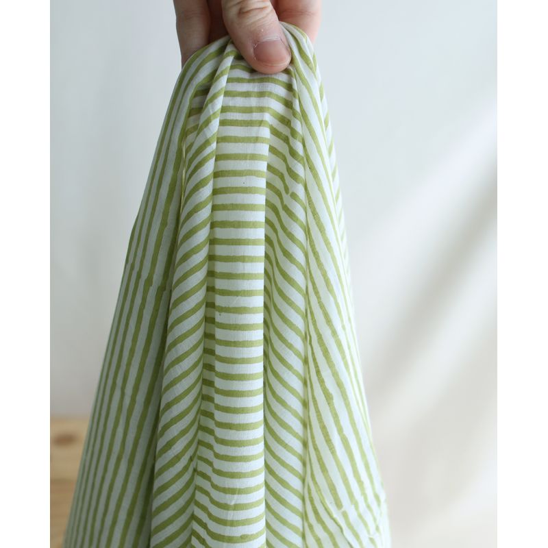 Rayures vert - Tissu indien coton hand block traditionnel