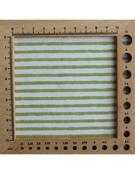 Rayures vert - Tissu indien coton hand block traditionnel
