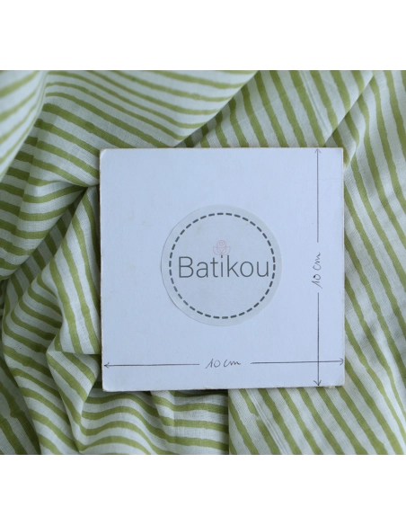 Rayures vert - Tissu indien coton hand block traditionnel