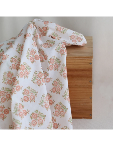 Anika - Tissu indien coton hand block traditionnel