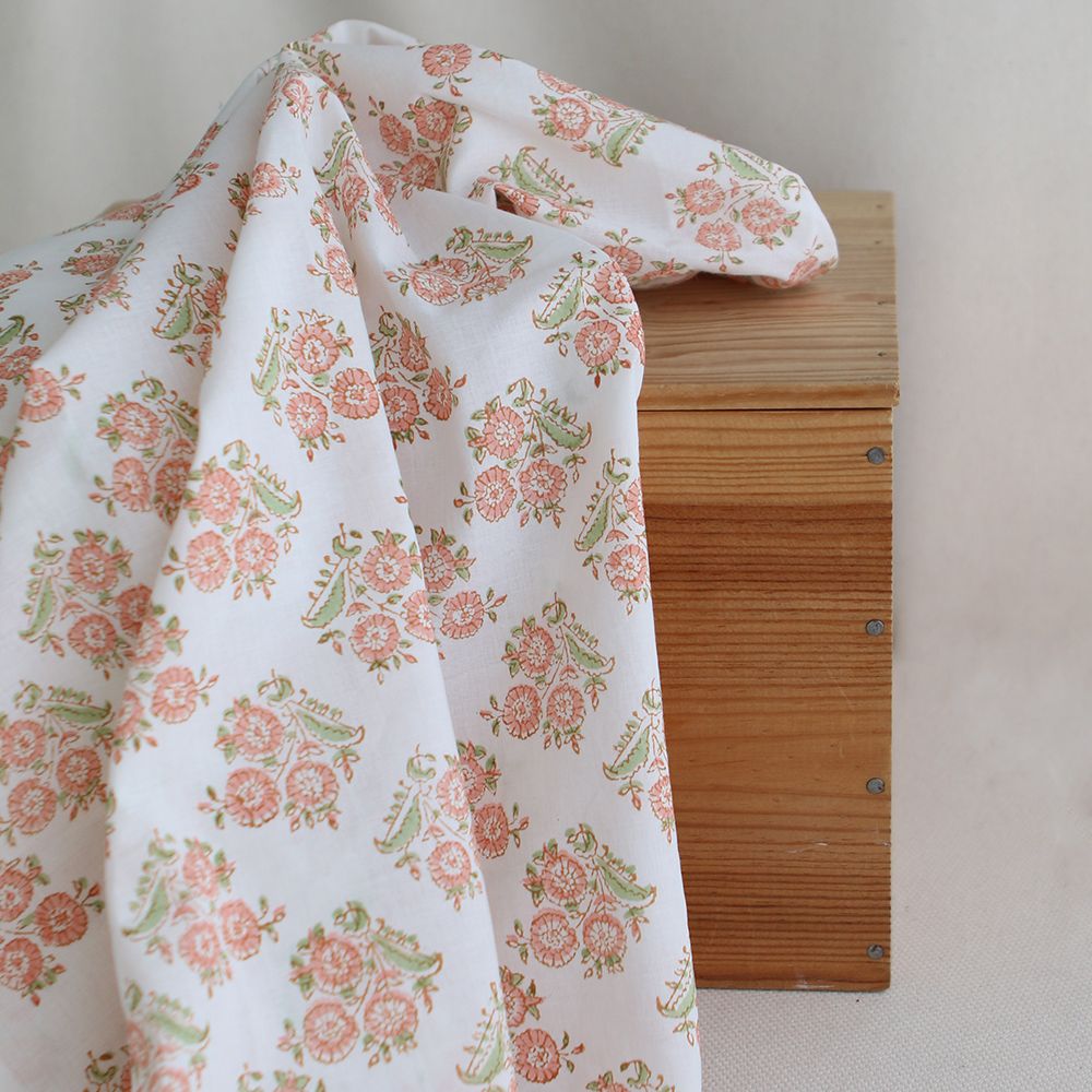 Anika - Tissu indien coton hand block traditionnel