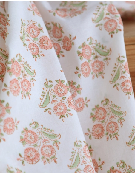 Anika - Tissu indien coton hand block traditionnel