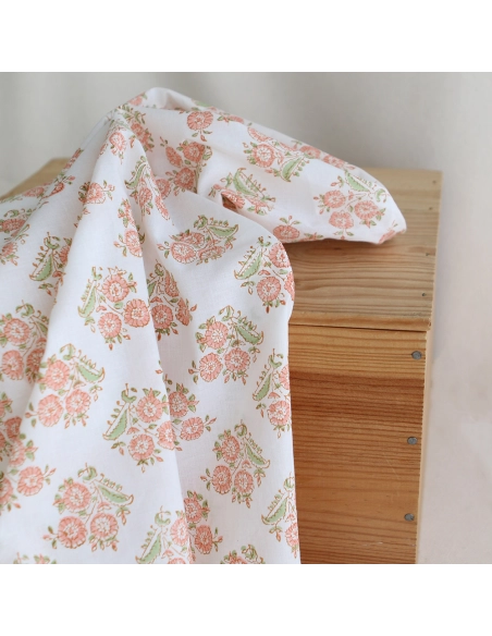 Anika - Tissu indien coton hand block traditionnel